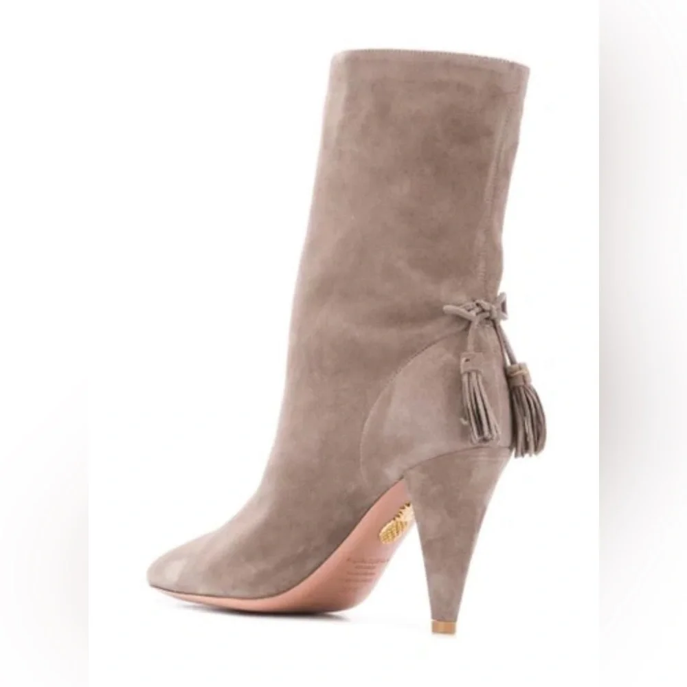 AQUAZZURA‎ X Claudia Schiffer Pointed-Toe Grey Ankle Boots